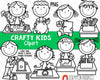 Craft Kids Clip Art - Arts and Crafts Clipart - Kids Doing Crafts Clipart - Kids Making Crafts
