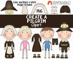 Create a Pilgrim ClipArt - Dress a Pilgrim Clipart - Pilgrim Clothing Graphics - Pilgrim Clipart - Instant Download - Hand Drawn PNG