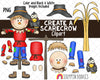 Create a Scarecrow ClipArt - Scarecrow Clipart - Scarecrow Pieces - Assemble a Scarecrow Clipart - Instant Download - Hand Drawn PNG
