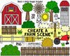 Farm ClipArt - Create A Farm Scene Clipart - Scene Creator - Farmer, Barn, Tractor, Silo, Windmill, Hay Bale - Landscape ClipArt
