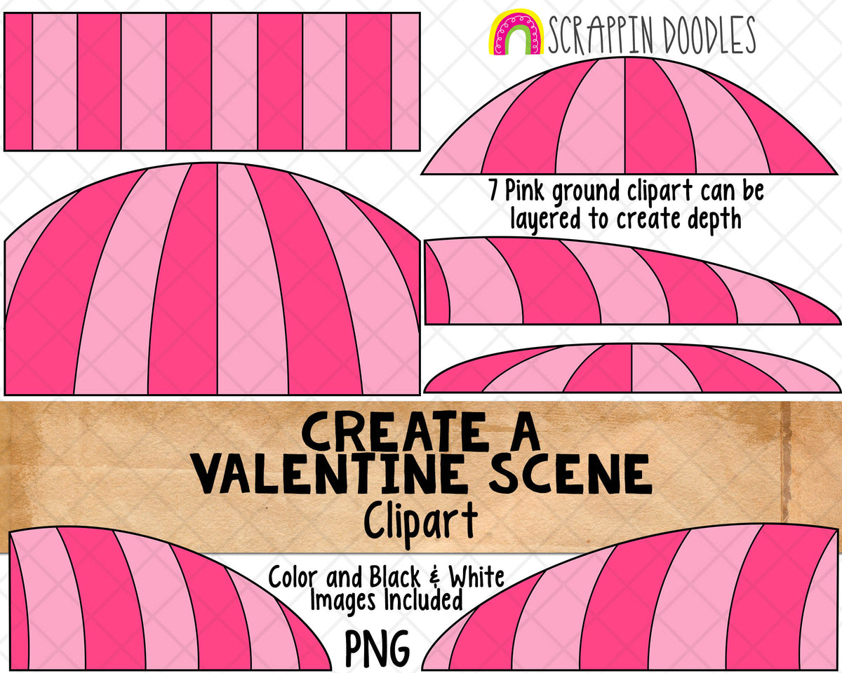 Valentine Scene Clip Art - Scene Creator - Valentine Backgrounds - Commercial Use Valentine Clipart