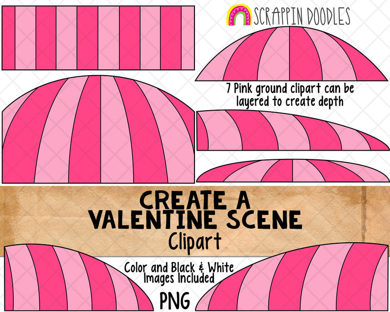 Valentine Scene Clip Art - Scene Creator - Valentine Backgrounds - Commercial Use Valentine Clipart