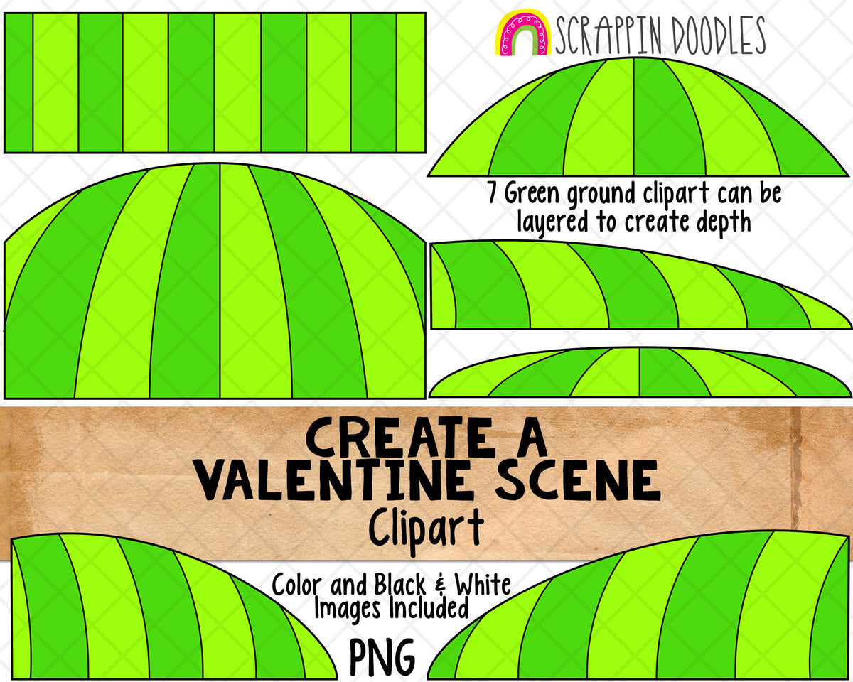Valentine Scene Clip Art - Scene Creator - Valentine Backgrounds - Commercial Use Valentine Clipart
