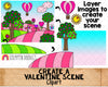 Valentine Scene Clip Art - Scene Creator - Valentine Backgrounds - Commercial Use Valentine Clipart