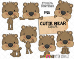 Cutie Bear ClipArt Bundle - Brown Bear Graphics - Commercial Use PNG