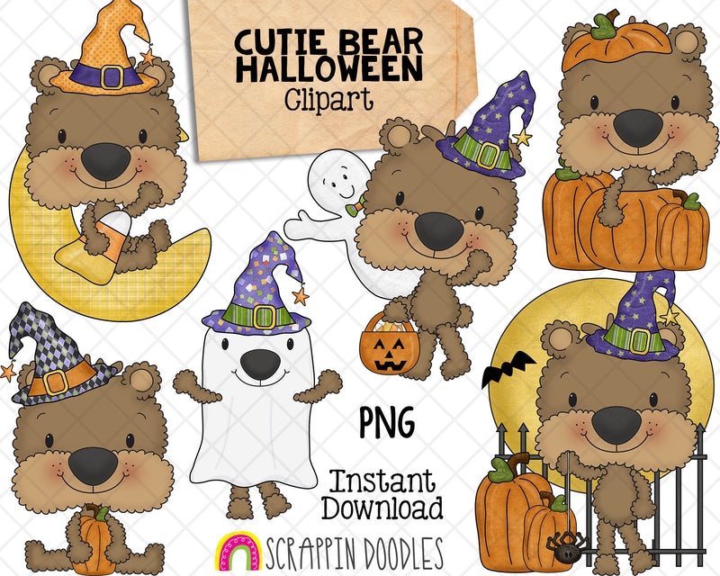 Cutie Bear ClipArt Bundle - Brown Bear Graphics - Commercial Use PNG