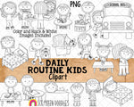 Daily Routine Kids ClipArt - Kids Doing Chores ClipArt - Commercial Use PNG - Sublimation Graphics