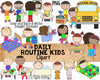 Daily Routine Kids ClipArt - Kids Doing Chores ClipArt - Commercial Use PNG - Sublimation Graphics
