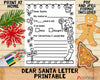 Dear Santa Letter - Printable Kids Santa List - Kids Coloring Page Letter To Santa - Printable PDF