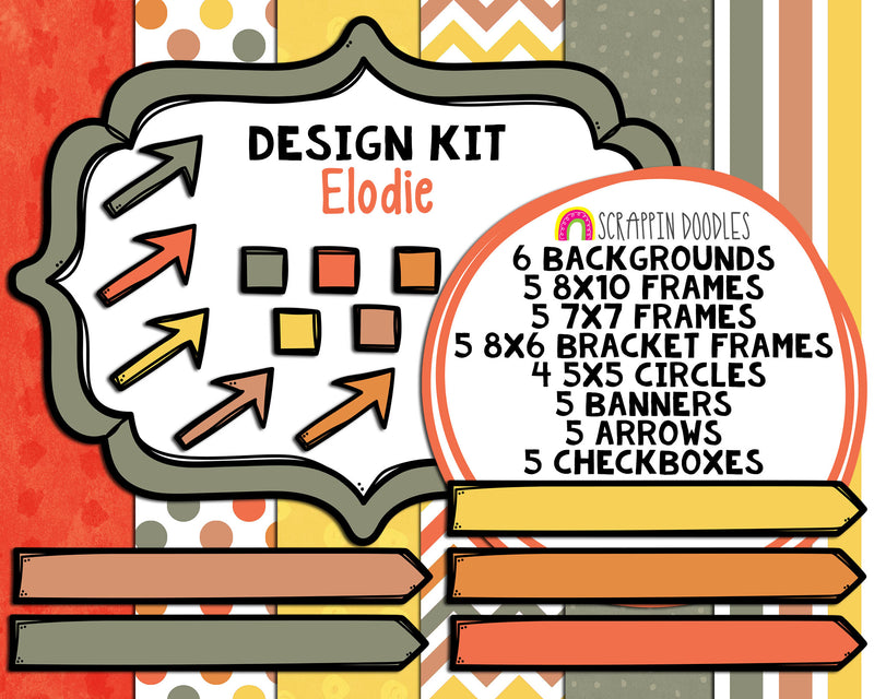 Elodie Design Kit - Cover Page Templates - Digital Planner Backgrounds - Planners Frames and Borders - Customizable Binder Covers