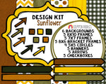 Sunflower Design Kit - Cover Page Templates - Digital Planner Backgrounds - Planners Frames and Borders - Customizable Binder Covers