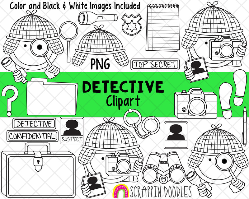 Detective ClipArt - Detective Graphics - Investigation Clipart - Secret Agent Clipart - Private Investigator - Police ClipArt