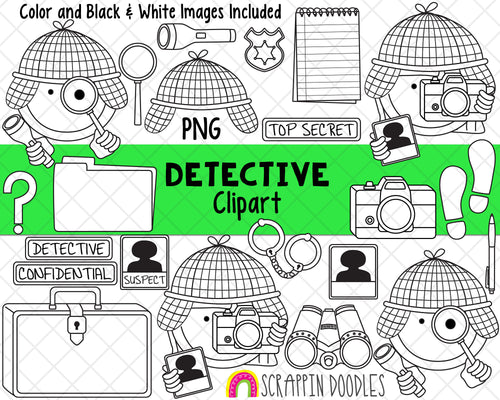 Detective ClipArt - Detective Graphics - Investigation Clipart - Secret Agent Clipart - Private Investigator - Police ClipArt