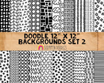Doodle Backgrounds 2 - Hand Doodled Patterns - Black & White Background - Commercial Use