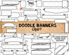 Doodle Banners ClipArt - Hand Doodled Ribbon Banner - Black & White Banner Graphics - Commercial Use PNG