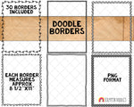 Doodle Borders ClipArt - Hand Drawn Frames - Cover Page Borders - Rectangle Borders - Hand Doodled Frames