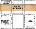 Doodle Borders ClipArt - Hand Drawn Frames - Cover Page Borders - Rectangle Borders - Hand Doodled Frames