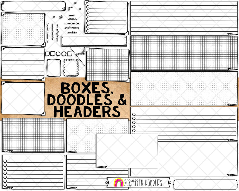 Doodle Calendar Templates - Portrait - Create your own BUJO Doodle style Calendars - Commercial Use