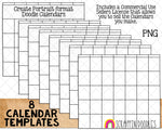 Doodle Calendar Templates - Portrait - Create your own BUJO Doodle style Calendars - Commercial Use