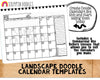 Doodle Calendar Templates - Landscape - Create your own BUJO Doodle style Calendars - Commercial Use