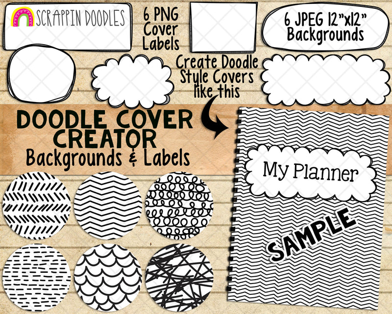 Doodle Cover Creator - Hand Doodled Backgrounds - Commercial Use PNG
