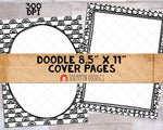 Doodle Cover Pages - Hand Doodled 8 1/2" x 11" Ready to Print Black & White Binder Covers - Printable