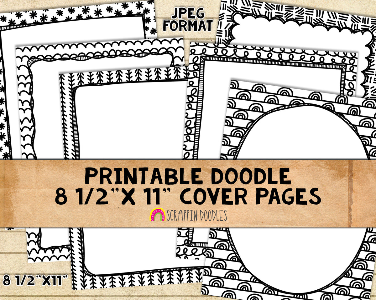 Doodle Cover Pages - Hand Doodled 8 1/2 doodle-cover-pages-hand-doodled-8-1-2-x-11-ready-to-print-black-scrappin-doodles