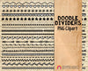 Doodle Dividers ClipArt - Hand Doodled Borders - Black & White Divider Graphics - Commercial Use PNG