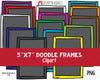Doodle Borders Frames ClipArt - Hand Drawn 5x7 Frames - Task Card