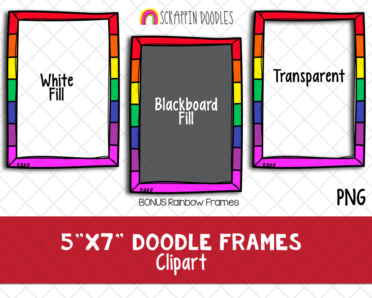 Doodle Borders Frames ClipArt - Hand Drawn 5x7 Frames - Task Card