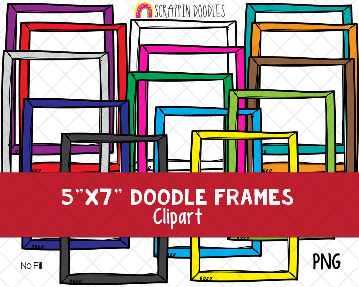 Doodle Borders Frames ClipArt - Hand Drawn 5x7 Frames - Task Card