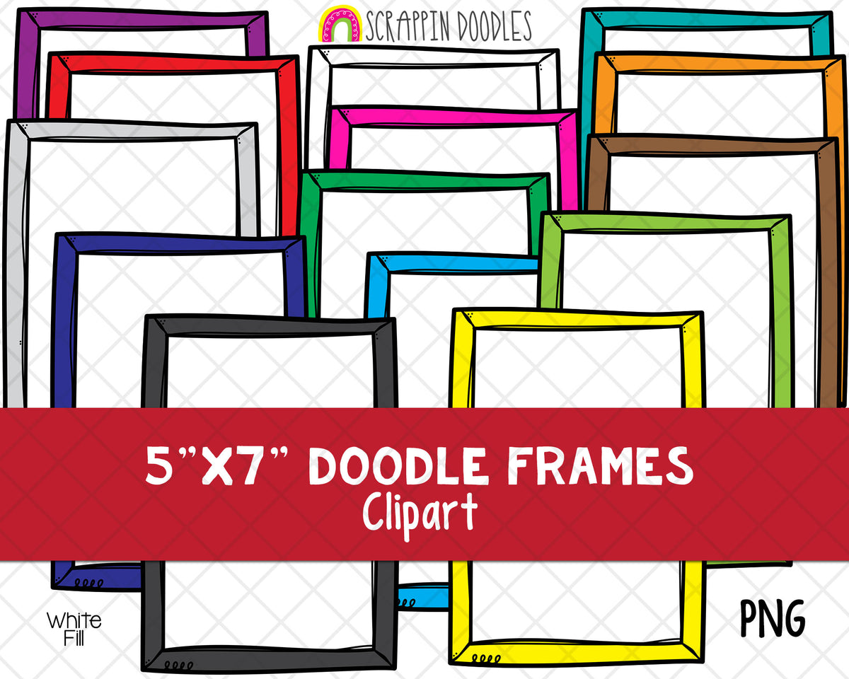 Doodle Borders Frames ClipArt - Hand Drawn 5x7 Frames - Task Card