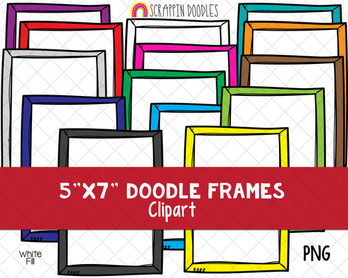 Doodle Borders Frames ClipArt - Hand Drawn 5x7 Frames - Task Card