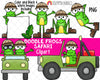 Frogs on Safari ClipArt - Doodle Frogs Safari Clip Art - Jungle Jeep - Cute Frogs