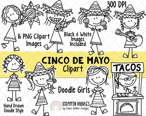 Cinco de Mayo ClipArt - Doodle Girls Cinco de Mayo ClipArt - Mexico ClipArt