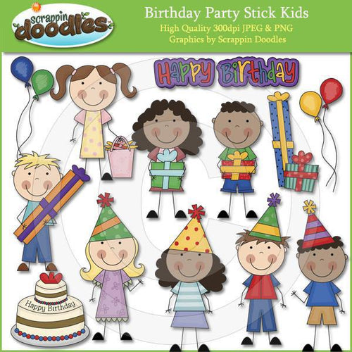 Birthday Party Kids Clip Art Cute