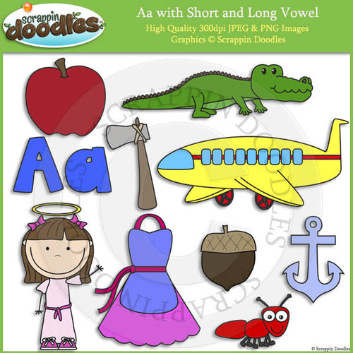 Letter A - Short and Long Vowel Clip Art