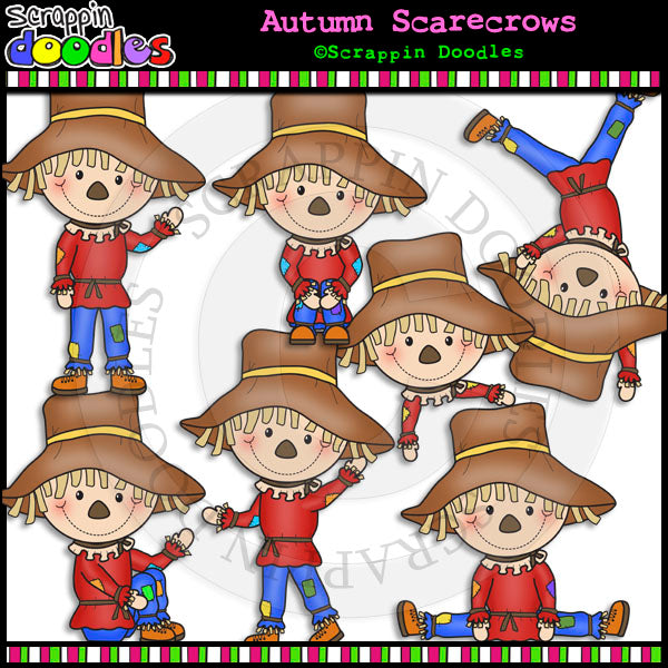 Autumn Scarecrows - Fall Seasonal Clip Art