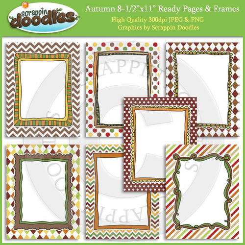 Autumn Ready Pages & Frames - Fall Seasonal Clip Art