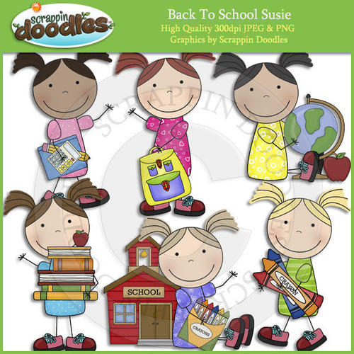 Back To School Susie - School Girl Clip Art Download