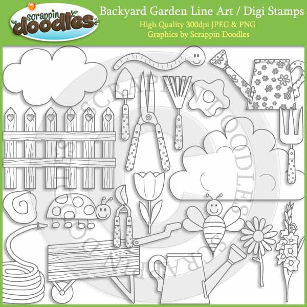 Backyard Garden - Spring Flower Gardening Clip Art