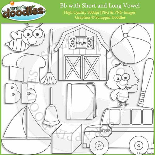 Letter B - Short and Long Vowel Clip Art