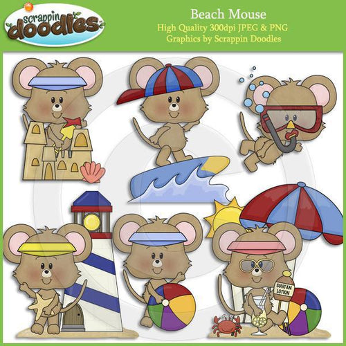 Beach Mouse - Cute Summer Mice Clip Art