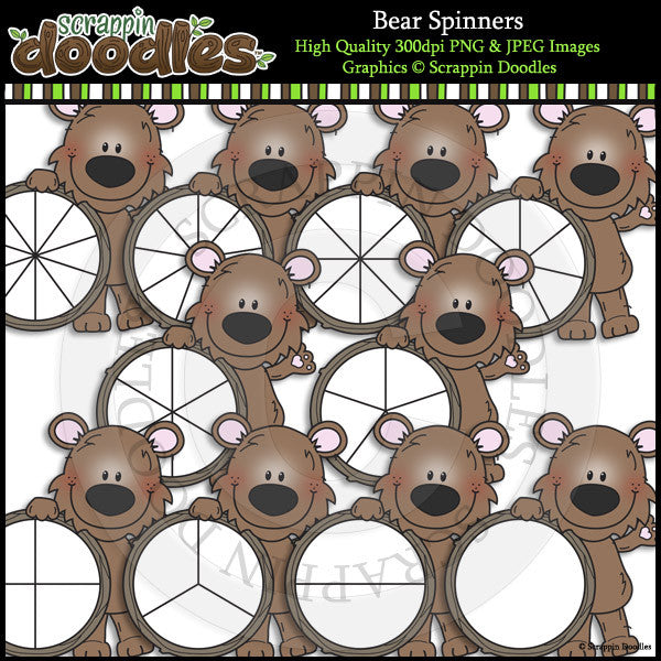 Bear Spinners - Cute Math Game Clip Art Commercial Use