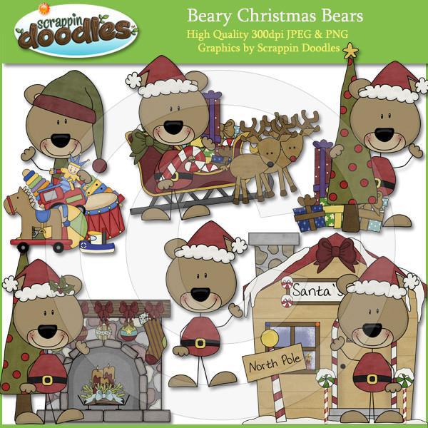 Beary Christmas Bears - Cute Bear Clip Art