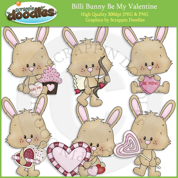 Billi Bunny Be My Valentine - Cute Valentine's Day Clip Art
