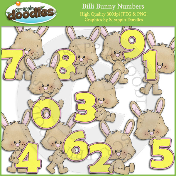 Billi Bunny Numbers - Cute Rabbit Clip Art