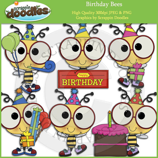 Birthday Bees - Cute Bumblebee Clip Art