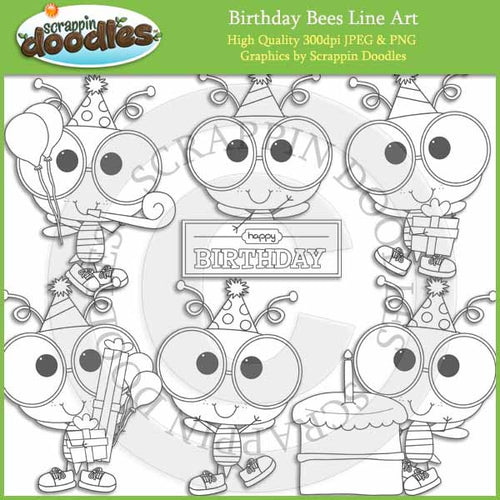 Birthday Bees - Cute Bumblebee Clip Art