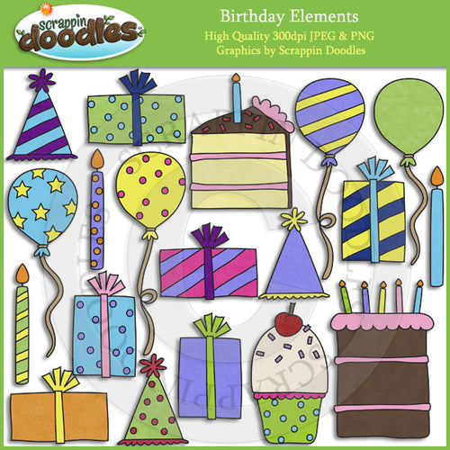 Birthday Elements - Party Clip Art